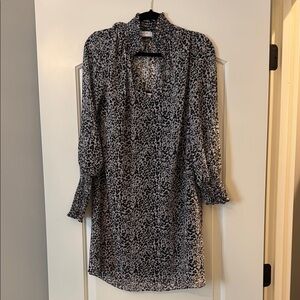 Bailey 44 Black and White Sheath Dress with Mandarin Collar